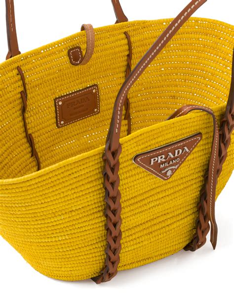 prada borse di paglia|Borsa a spalla in tessuto e pelle Naturale/bianco .